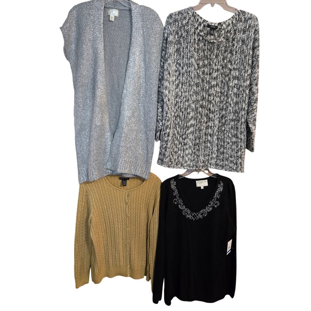 Women's XL 16 18 Sweaters Cardigans Pullovers Vests Wholesale Bulk Lot of 4